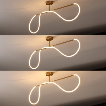 Alessio Contemporary Minimalist 360 Adjustable Silicone Neon Rope Dimmable Linear Integrated LED Flush Mount